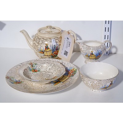 Vintage Sadler Crinoline Lady Teapot and an Empire Bowl, Plate Creamer & Sugar Bowl