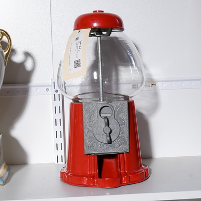 Vintage Glass and Enamel Gumball Machine