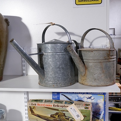 two Galvanised Watering cans including Willow
