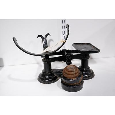 Vintage Cast Iron Scales with Various Weights