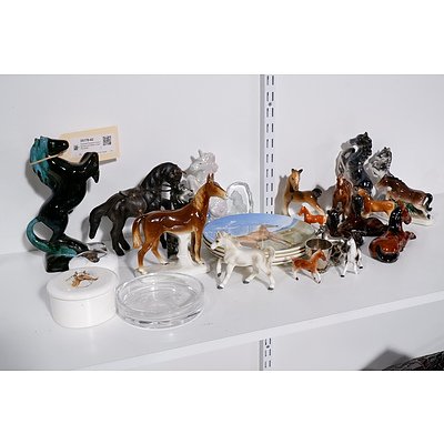 Assorted Porcelain Horse Figurines and Plates including Spode