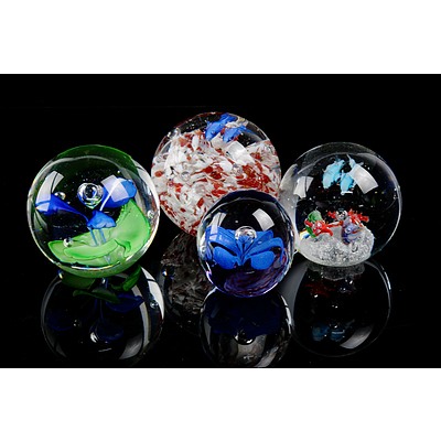 Four Various Art Glass Paperweights
