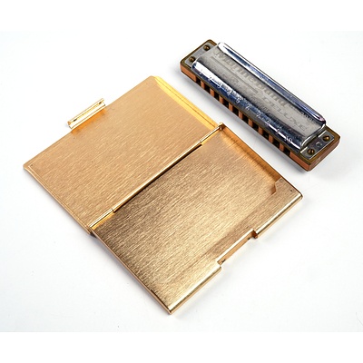 Hohner Marine Brand Deluxe Harmonica and a Japanese Card Case