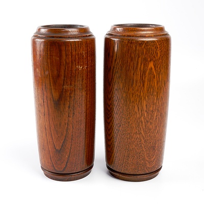Pair of Antique Oak Urns