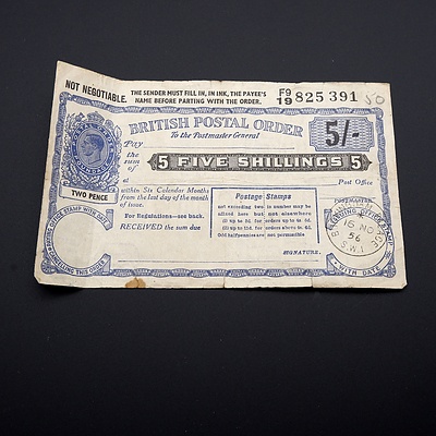 English 5 Shillings Postal Note