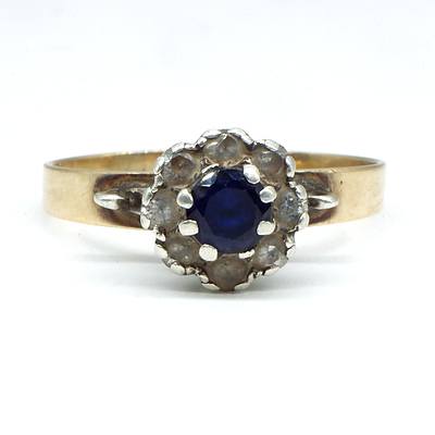 Antique 9ct Yellow and White Gold Ring, with Sapphire and Spinel