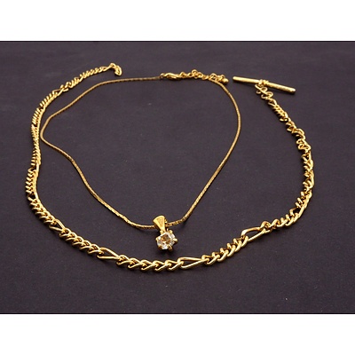 Two Gold Plated Chains, one with CZ