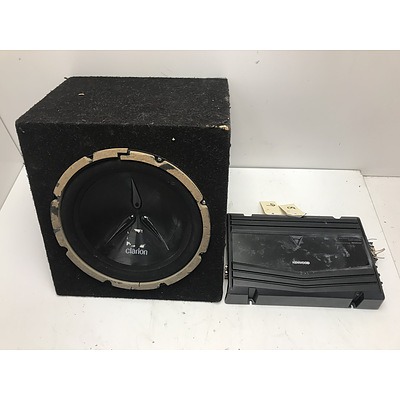 Clarion  10 Inch Subwoofer With Kenwood Amplifier