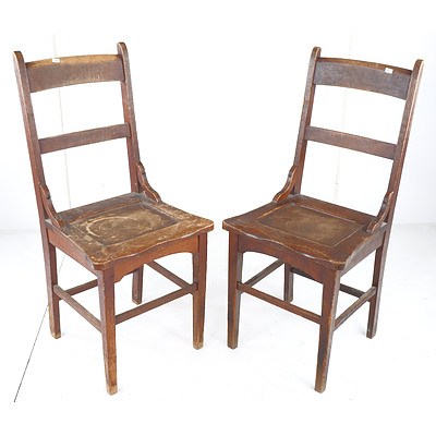 Pair of Antique Silky Oak Dining Chairs Dining Chairs