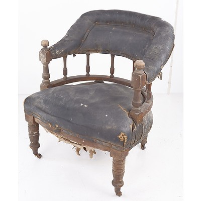 Edwardian Salon Chair with Leather Upholstered Seat and Back