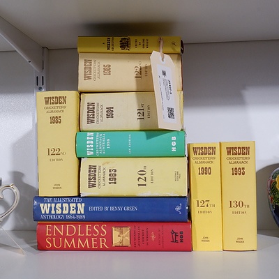 Quantity Ten Cricket Related Books Including Eight Wisden Cricketers Almanacks and More