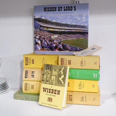 Quantity Ten Cricket Related Books Including Seven Wisden Cricketers Almanacks and More