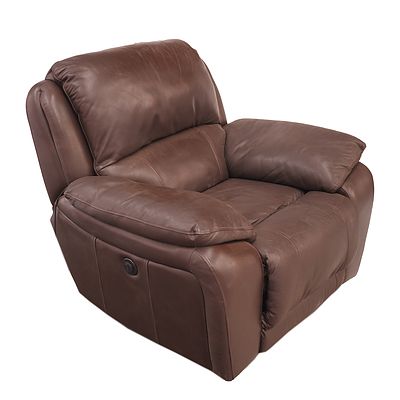 Dark Tan Leather Electric Reclining Armchair