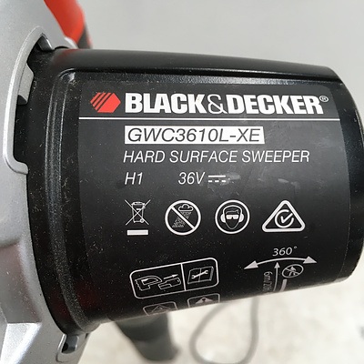 Black and Decker 36V Hard Surface Sweeper With Charger