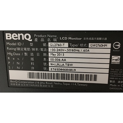 BenQ GL2760H 27 Inch Widescreen LED Monitor