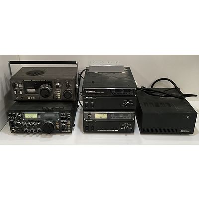 Kenwood And Icom High Frequency Radio Equipment With Transformer - Lot Of Five