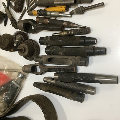 GMF Industrial Grinder, Leather Punches And Assorted Grinding Components