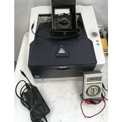 Kyocera EcoSys P2035D Colour Printer, Assortment Of Vintage Test Equipment And Assorted Electronic Components