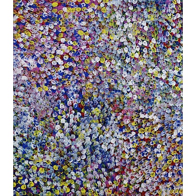 Bessie Pitjara (born c1960), Bush Plum, Synthetic Polymer Paint on Canvas