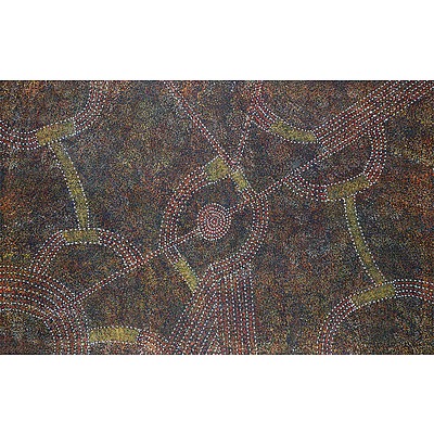 Gracie Morton Pwerle (c1956), Women's Travelling Tracks, Synthetic Polymer Paint on Canvas