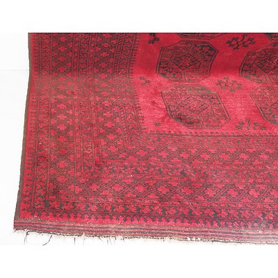 Classic Afghan Turkoman Elephant Gul Design Hand Knotted Wool Pile Carpet