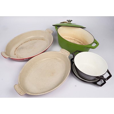 Quantity of European Enameled Cast Iron Cookware Including Le Crueset, Copco and Chasseur
