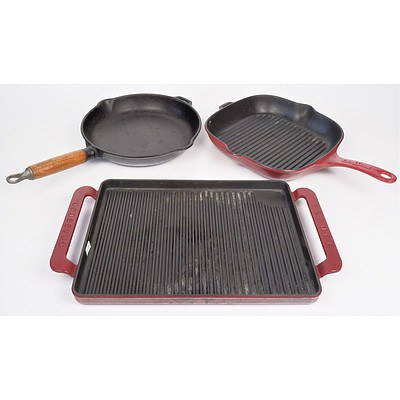 Chasseur French Enameled Cast Iron Cookware Including Grill Pan, Fry Pan and  Hibachi