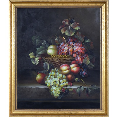 A Still Life of Grapes and Peaches, Oil on Canvas