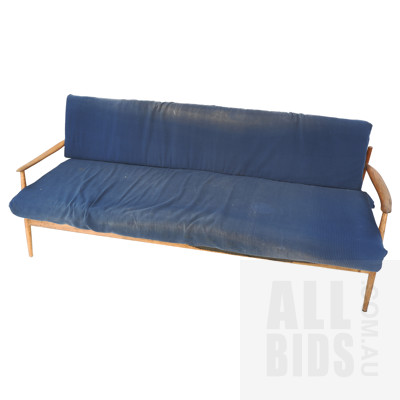 Retro Fler Blackwood Framed Three Seat Lounge with Upholstered Seat and Back