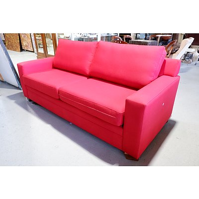Mataro Furniture Red Fabric Upholstered Two Seat Sofa Bed