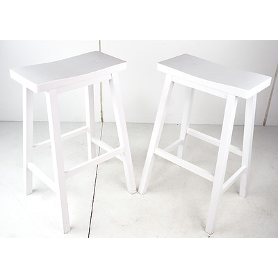 Pair of Contemporary White Painted Timber Bar Stools (2)