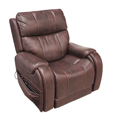 Dark Tan Leather Reclining Electronic Armchair