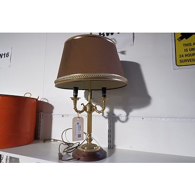 Vintage Brass Table Lamp with Textured Shade