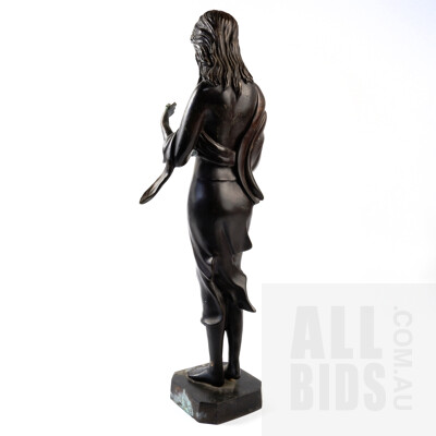 Antique Style Patinated Bronze Statuette of a Maiden