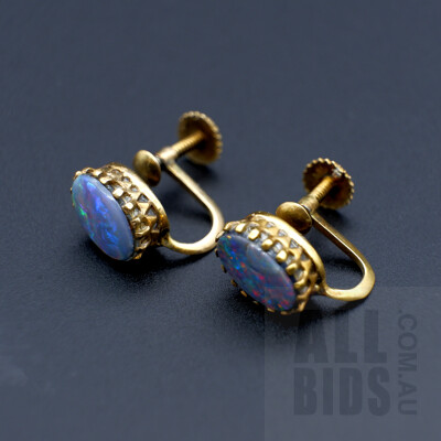 9ct Yellow Gold Opal Triplet Earrings