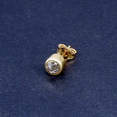 18ct Yellow Gold Single Mans Earring with Old Mine Cut Diamond 0.50ct (L Si), 1.1g