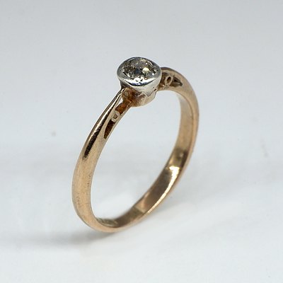 9ct Yellow Gold Solitaire Ring with Old Mine Cut Diamond 0.20ct (J Si), 1.3g