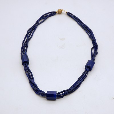 Lapis Lazuli Necklace with 9ct Yellow Gold Clasp