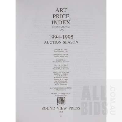 Art Price Index 1996 Volume I-II, Sound View Press, Hardcover