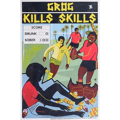 Marie McMahon (born 1953), Grog Kills Skills, Football 1988, Colour Screenprint