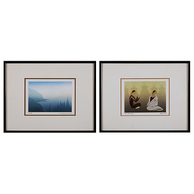 Peter Markgraf (born 1924, German), Cove, Serigraph, 12 x 17 cm & Ioyan Mani (born 1945, Canadian), The Love Flute, Serigraph, 12 x 16 cm (2)