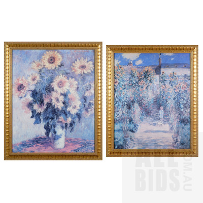 A Pair of Framed Reproduction Prints, Van Gogh & Monet, Each 72 x 64 cm (2)