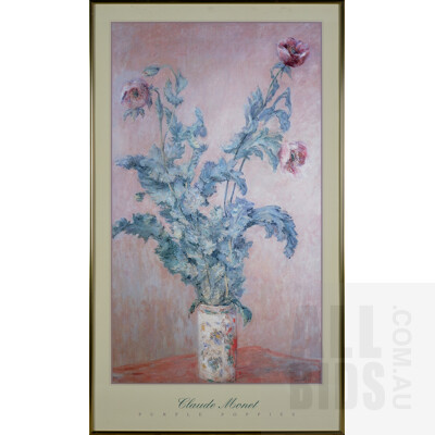A Framed Monet Reproduction Print, Purple Poppies, 96 x 56 cm