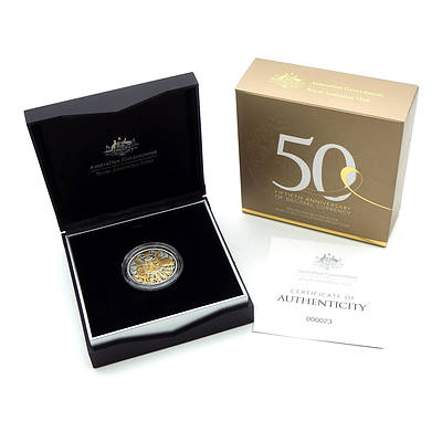 RAM Limited Edition 2016 50th Anniversary of Decimal Currency Fine Silver and Gold Plated 50c Coin,  No 23