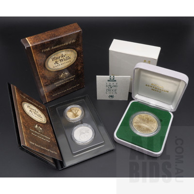 2010 Burke & Wills Two Coin Proof Year Set and 1988 Five Dollar Poof Coin