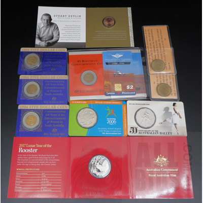 Collection of Commemorative 50c, One, Two and Five Dollar Coins Including: 1994 100years of the Enfranchisement if Women in South Australia, 50th Anniversary of the Australian Ballet and Much More