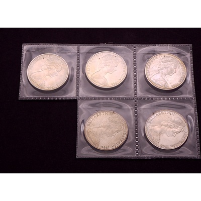 Five 1966 Round 50c Coins