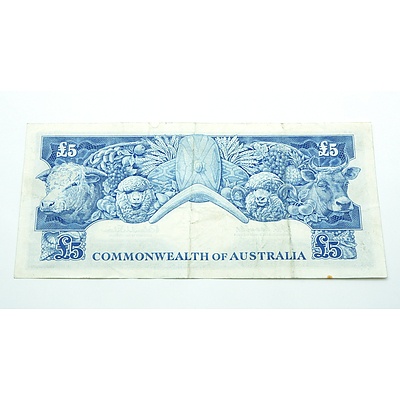 Commonwealth of Australia Coombs / Wilson Five Pound Note, TC61 753823