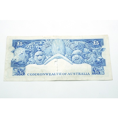 Commonwealth of Australia Coombs / Wilson Five Pound Note, TA33 055764