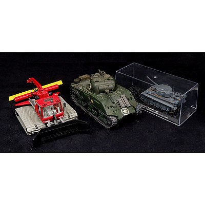 Two Small Scale Model Tanks and a Diecast Model Grader (3)